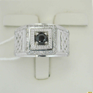 Серебряное кольцо-печатка (перстень), 925 пробы с фианитом, 2200000484673