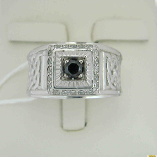 Серебряное кольцо-печатка (перстень), 925 пробы с фианитом, 2200000484680