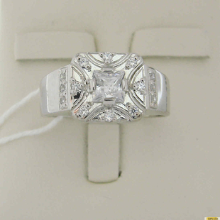 Серебряное кольцо-печатка (перстень), 925 пробы с фианитом, 2200000486028